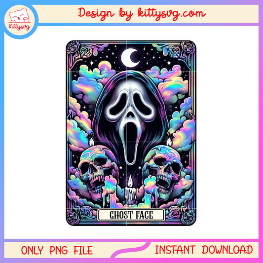 Ghostface halloween tarot card design png, ghostface halloween png