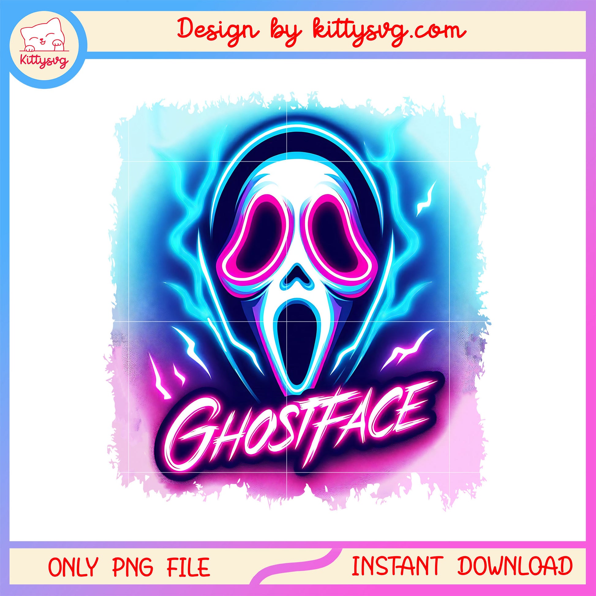 Ghostface head thunder design png, halloween ghostface png