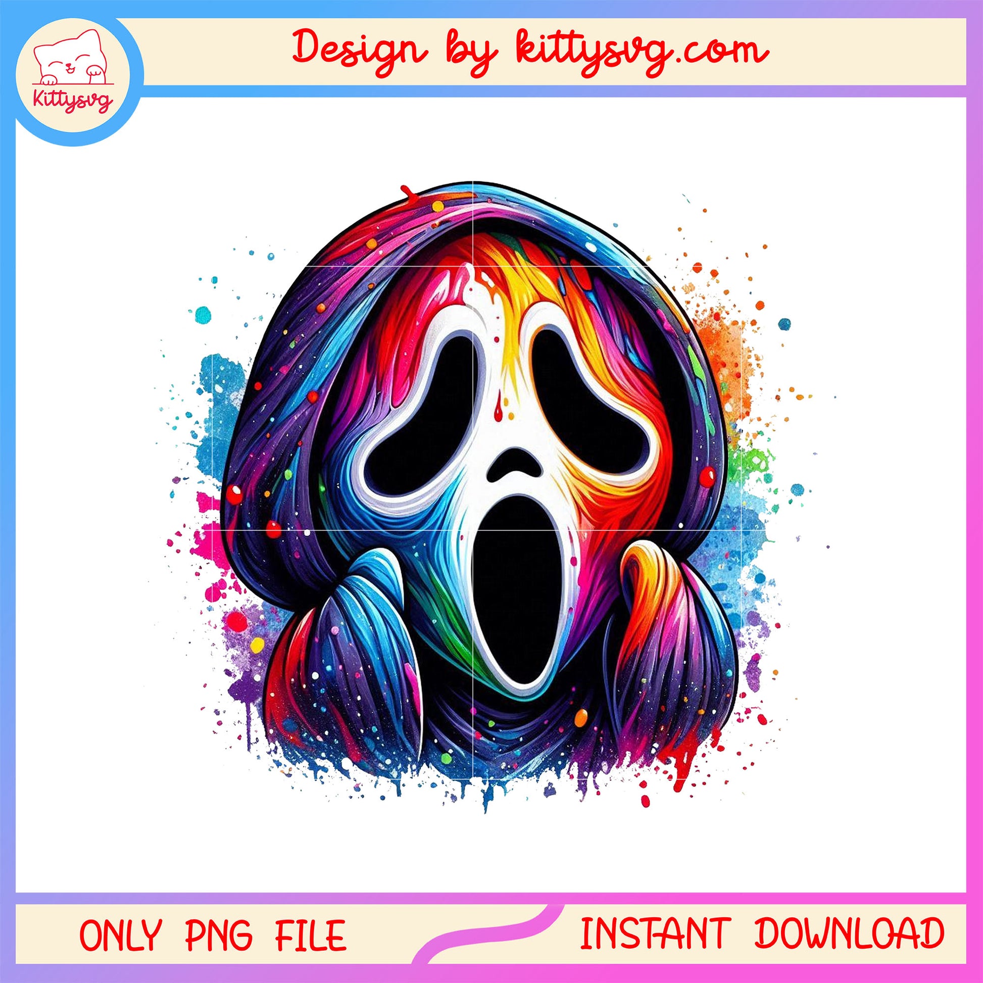 Ghostface neon splatter paint png, ghostface horror movie png
