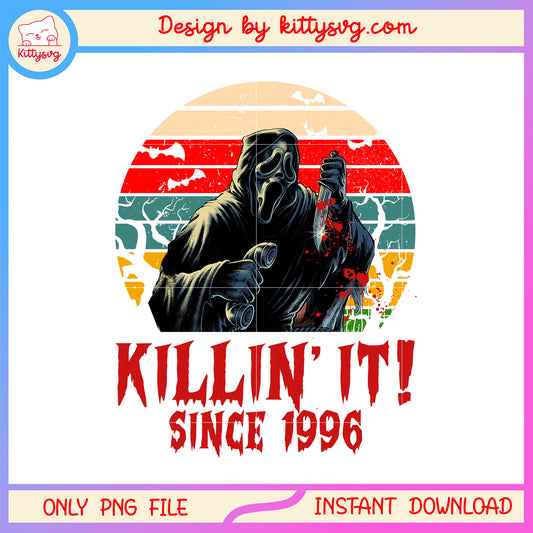 Ghostface retro killin it since 1996 png, ghostface horror casts png