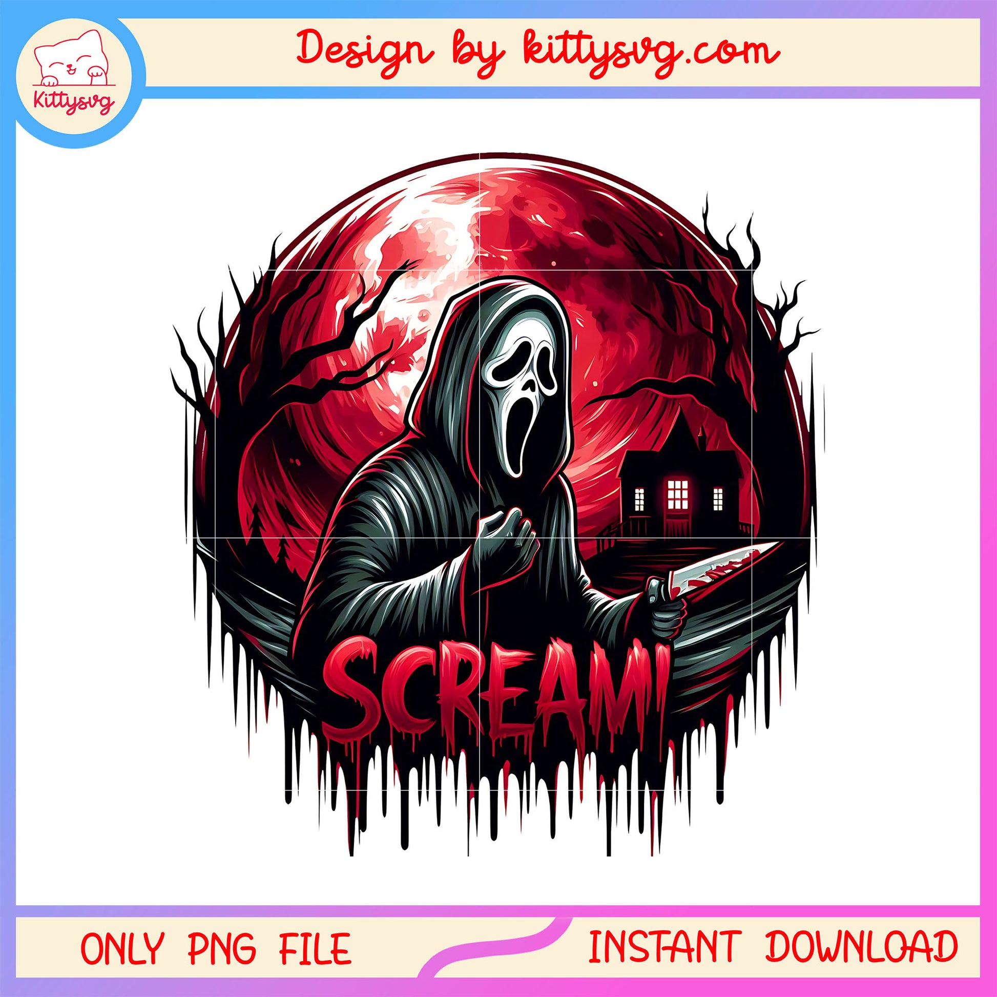 Ghostface scream halloween png, halloween red moon png, ghostface costume png