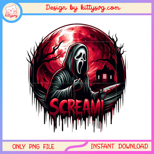 Ghostface scream halloween png, halloween red moon png, ghostface costume png