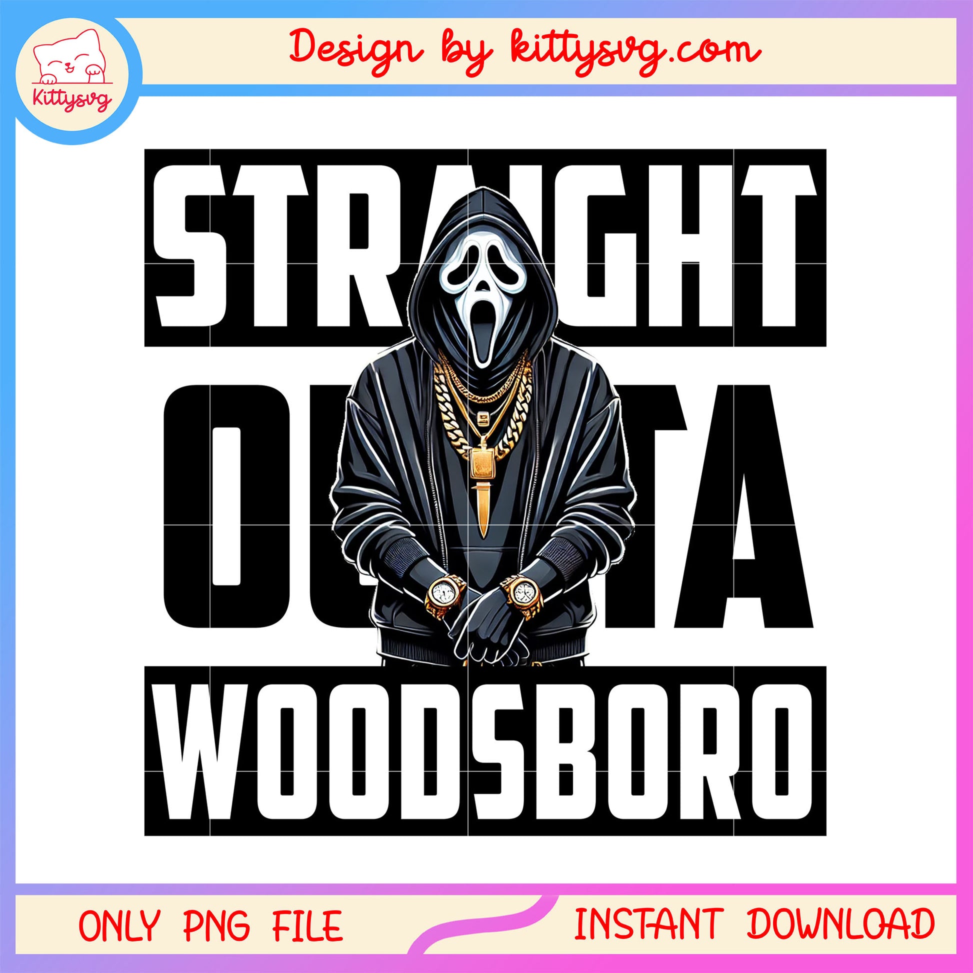 Ghostface straight outta woosboro png, ghostface scream png