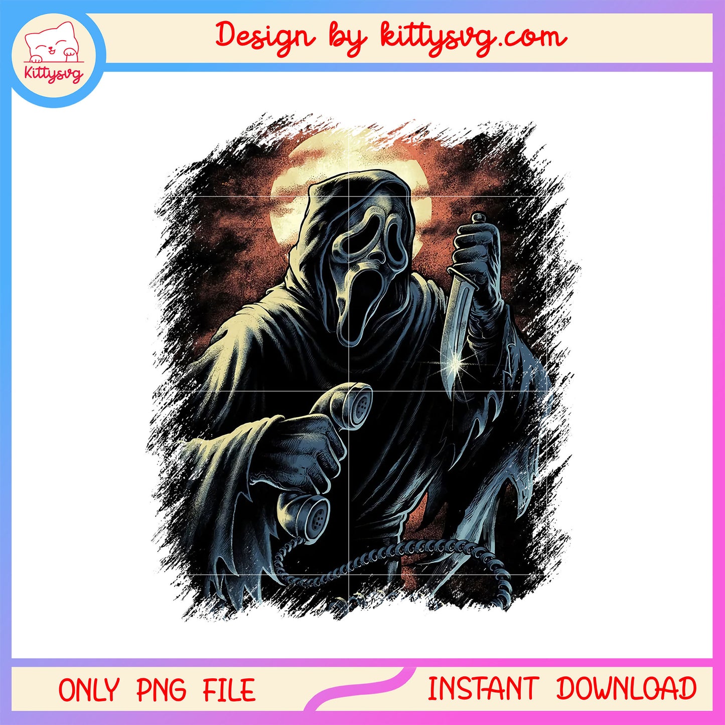 Ghostface telephone horror design png, scream ghostface mask png