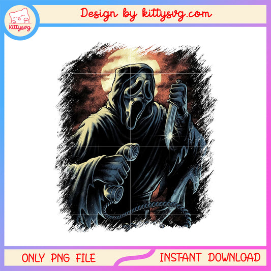 Ghostface telephone horror design png, scream ghostface mask png