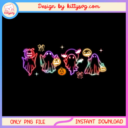 Ghost halloween and pumpkin design png, cute ghost png