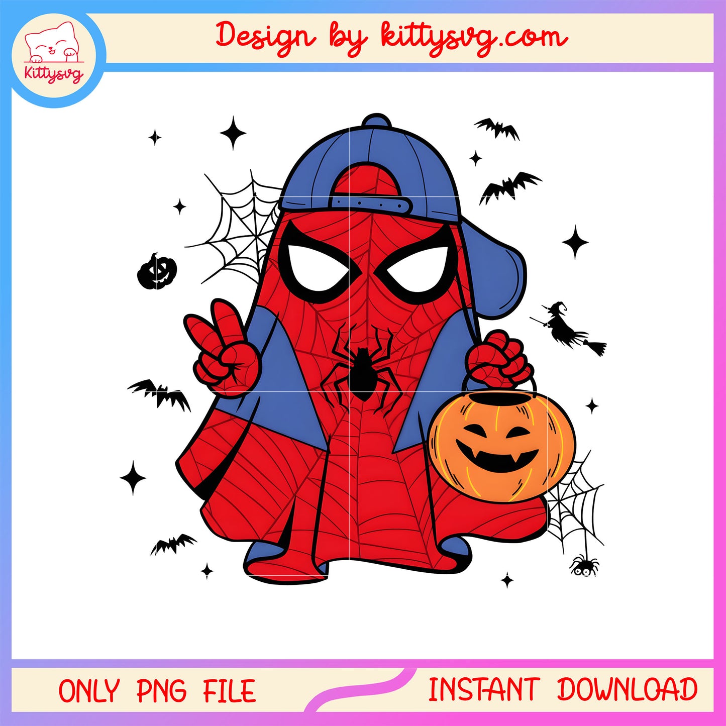 Ghost spiderman hand hi pumpkin png, halloween ghost design png