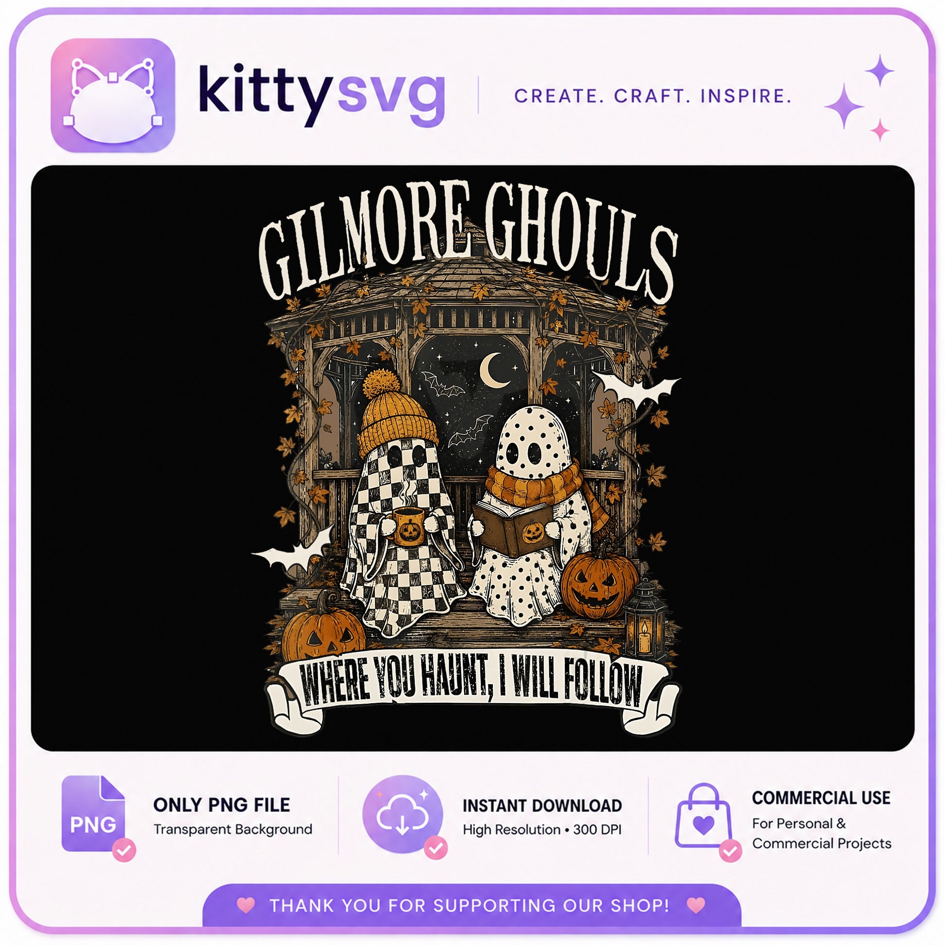Gilmore Ghouls Halloween PNG, Ghost Halloween PNG, Spooky Season PNG