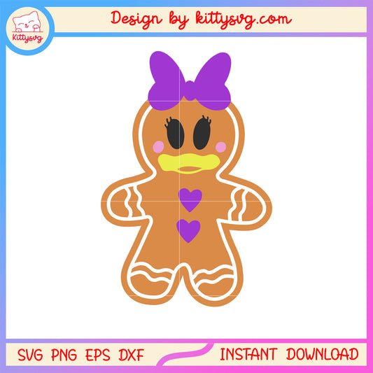 Gingerbread daisy duck christmas svg, daisy duck disney svg