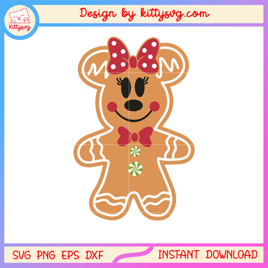 Gingerbread minnie mouse christmas svg, minnie mouse disney svg