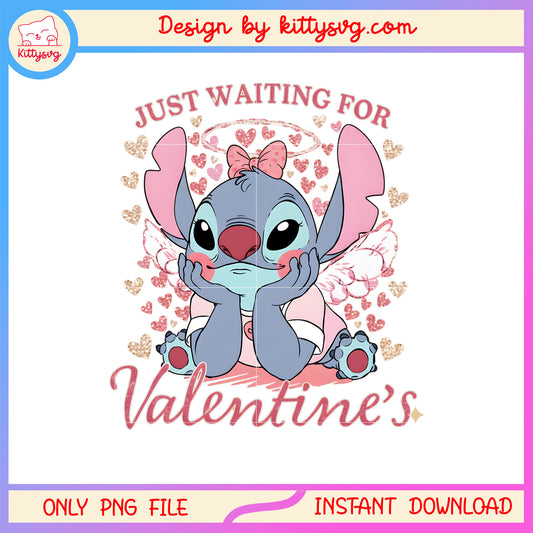 Girl design stitch valentine png, stitch valentines day​​ png