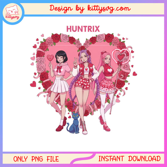 Girl kpop huntrix love of roses valentine png,  kpop demon hunters png