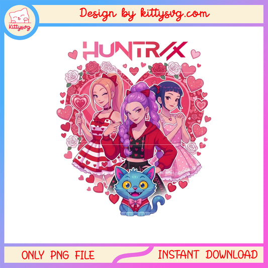 Girl kpop huntrix so cute valentine png,  kpop demon hunters png