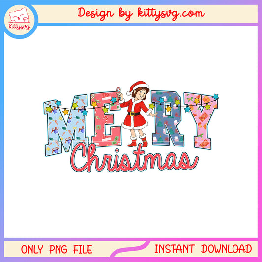 Girl merry christmas decor design png, christmas decorations png