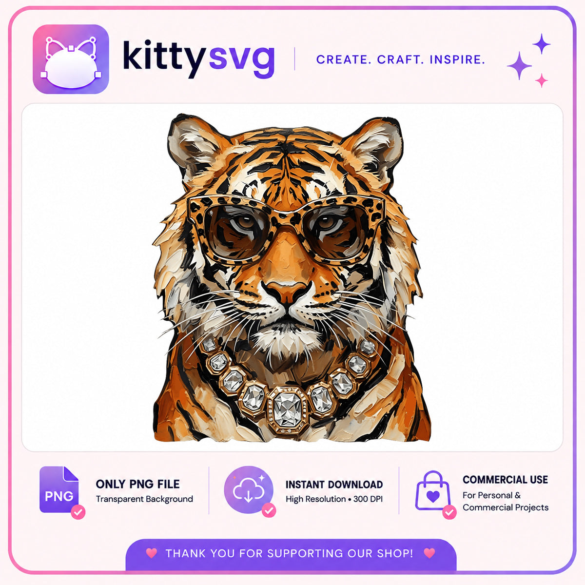 Glamour Tiger With Glasses PNG, Cool Tiger, Tiger Clipart PNG