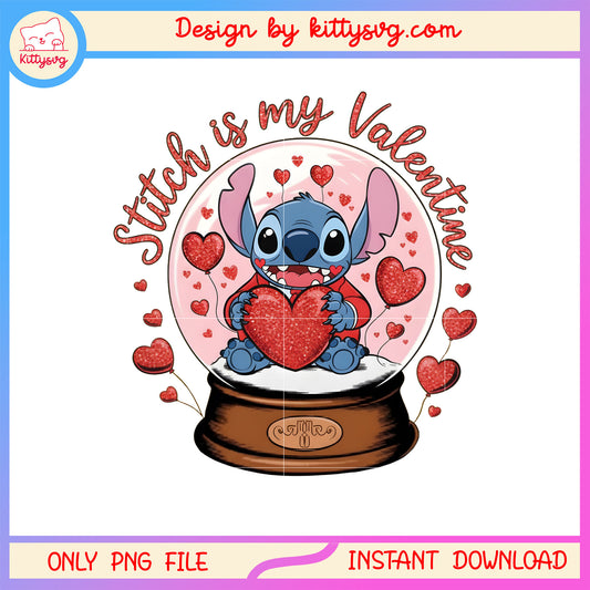 Globe glitter stitch valentine png, stitch valentines day​​ png