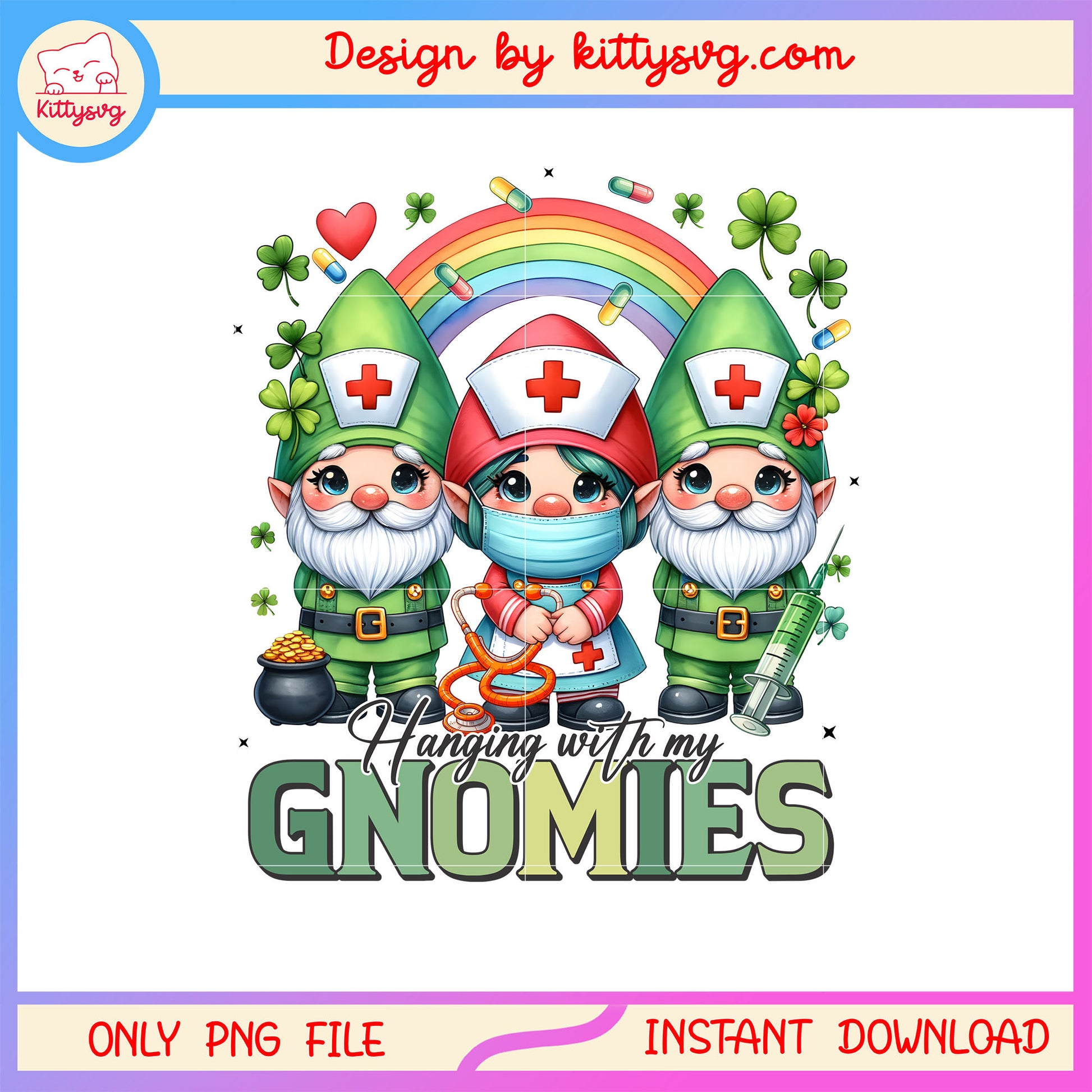 Gnomies hat nurse green patrick png, st patrick's day green png