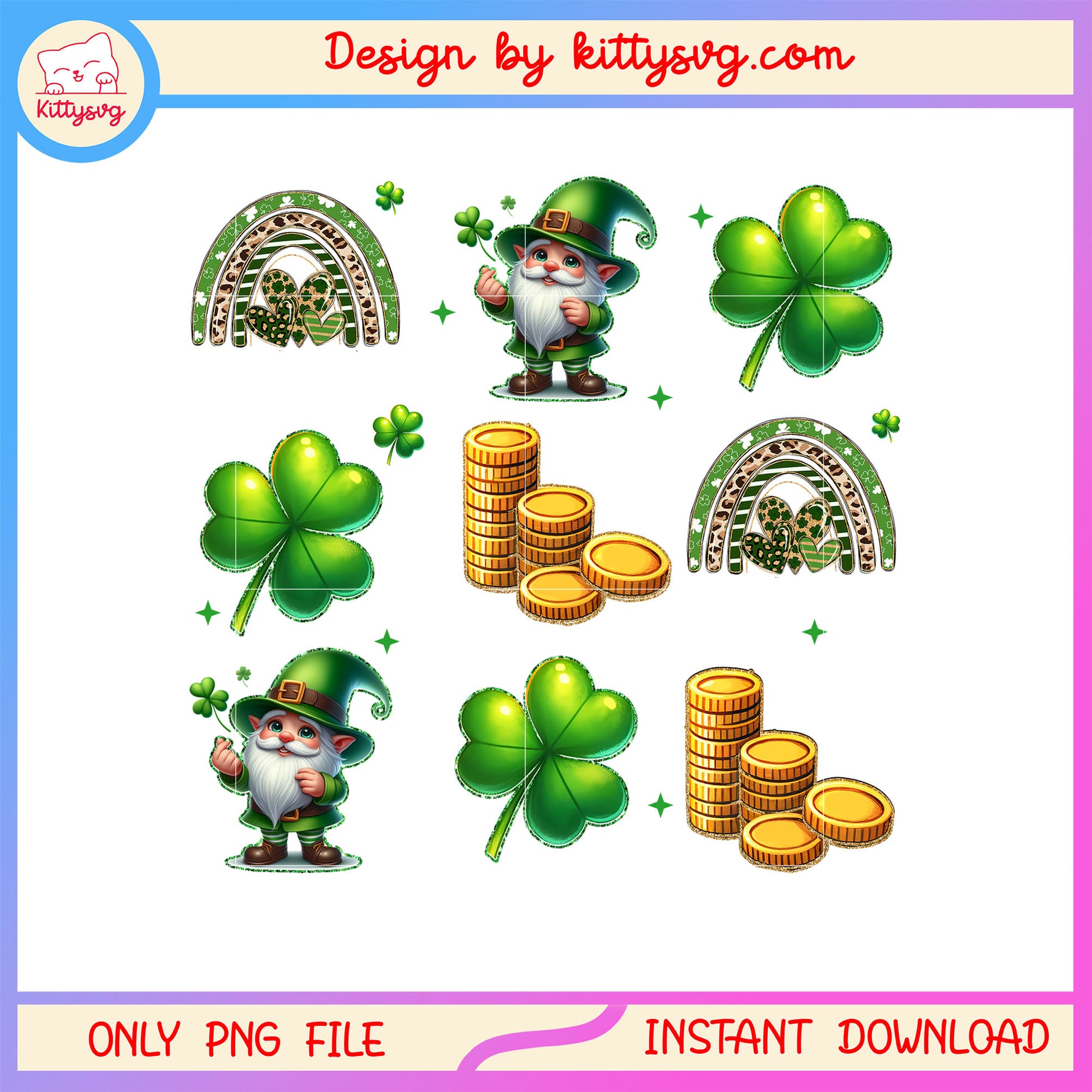 Goblin and clover green patrick png, st. patrick's day png