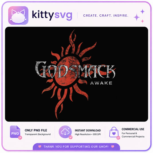 Godsmack Awake PNG, Rock Band Vintage PNG, Grunge Sun Logo PNG
