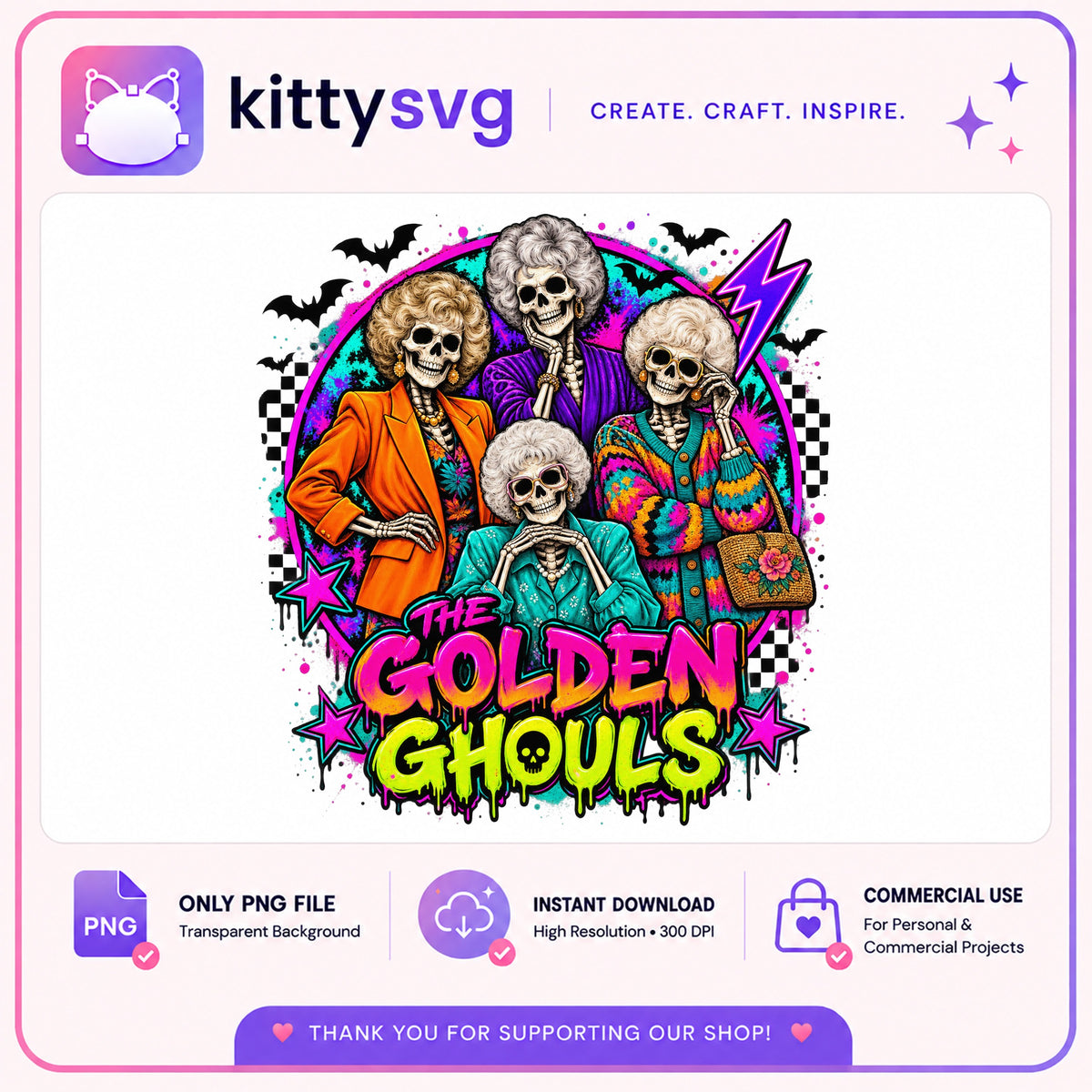 Golden Ghouls Skeleton PNG, Halloween Skeleton PNG, Funny Halloween PNG