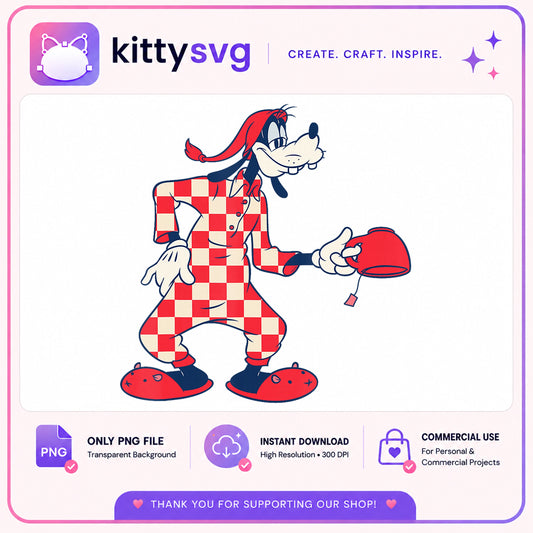 Goofy Checkered Pajamas PNG, Disney Goofy PNG, Retro Disney PNG