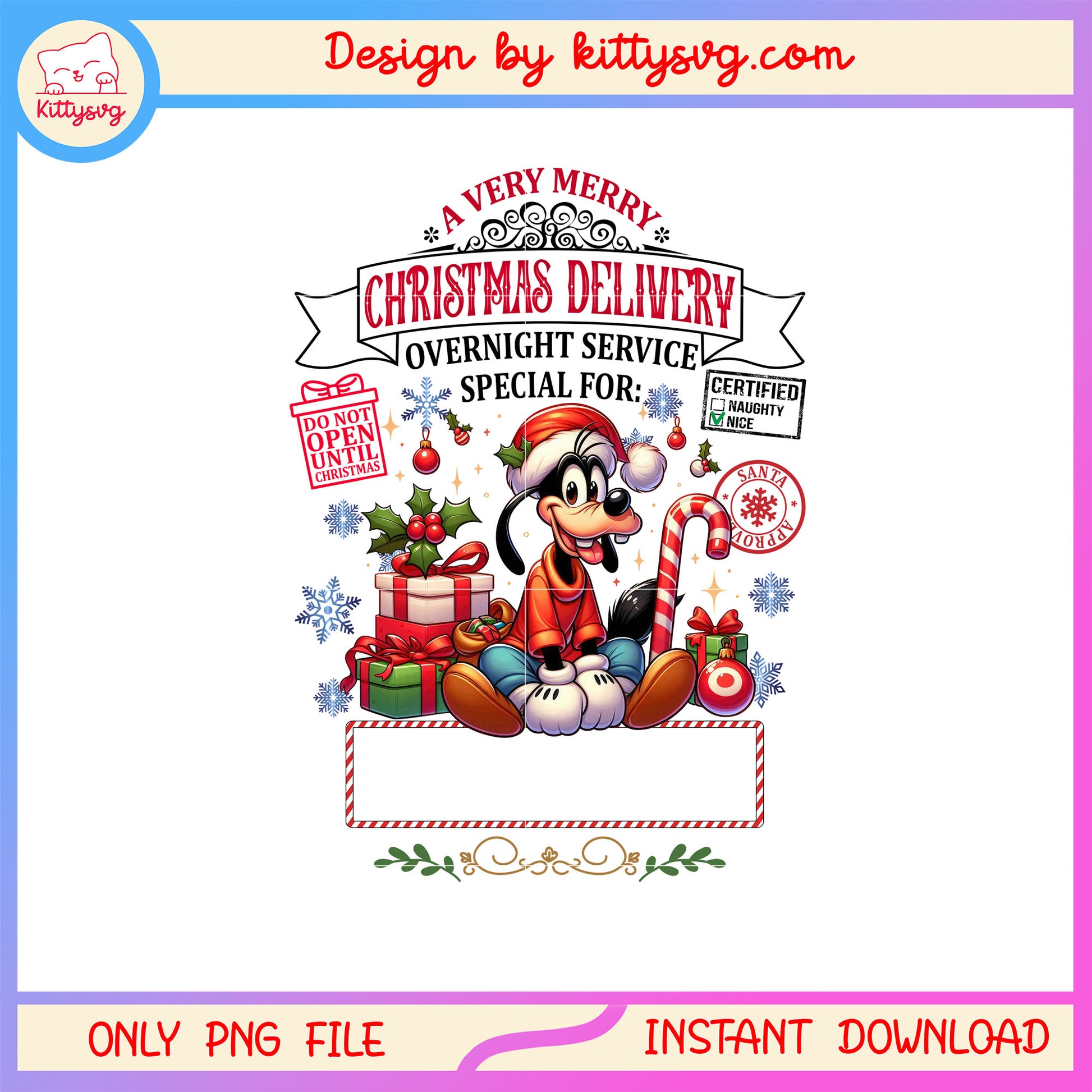 Goofy very merry christmas delivery png, disney goofy png