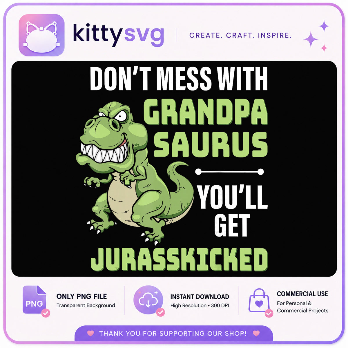 Grandpasaurus PNG, Funny Grandpa Dinosaur PNG, T-Rex Grandpa PNG