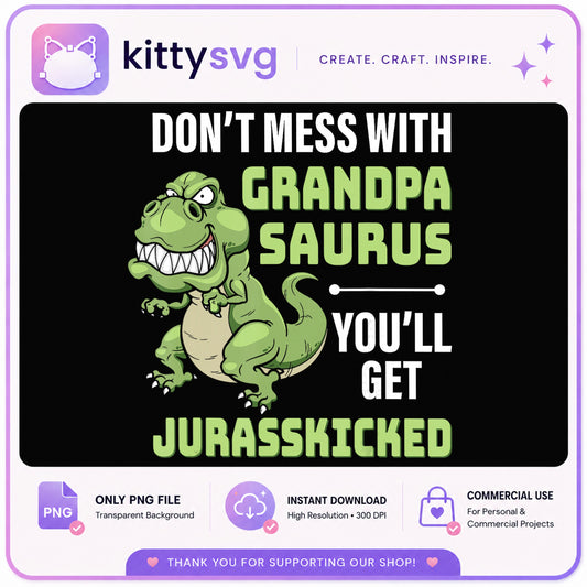 Grandpasaurus PNG, Funny Grandpa Dinosaur PNG, T-Rex Grandpa PNG