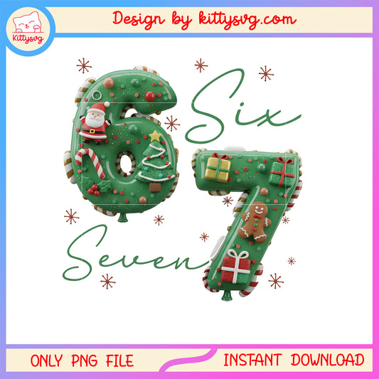 Green christmas 67 number font png, christmas decorations png