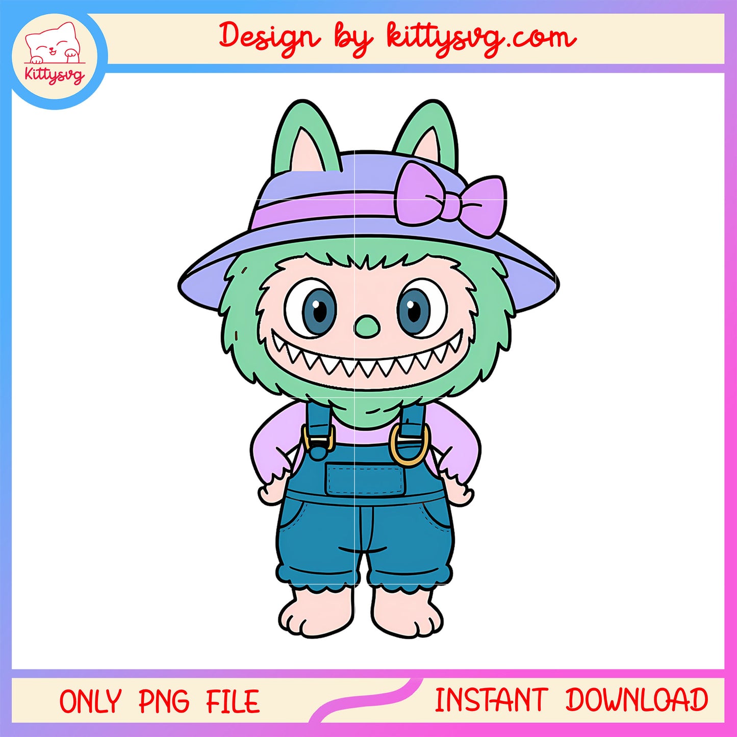 Green monster farmer labubu cute doll png, labubu green color png