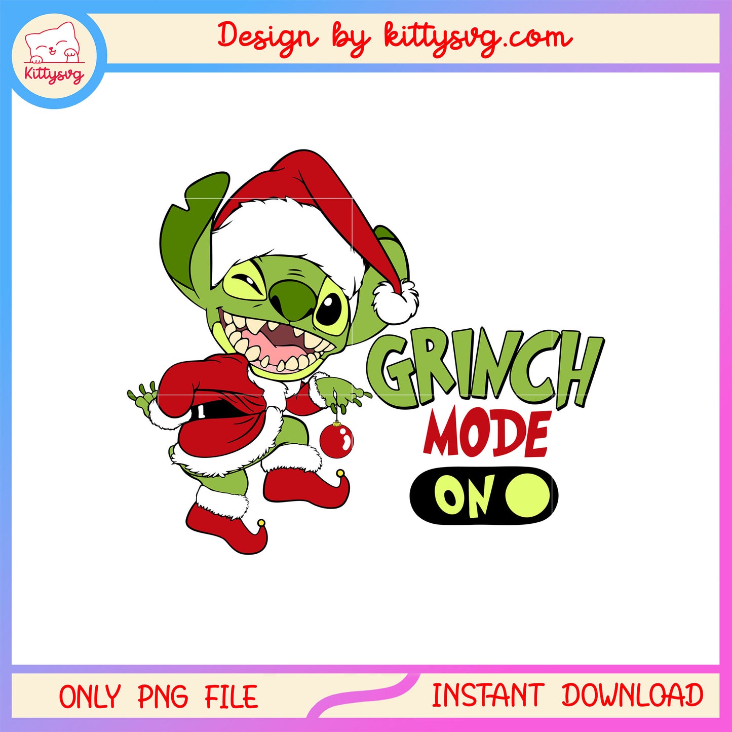 Green stitch grinch mode on christmas png, stitch christmas png 