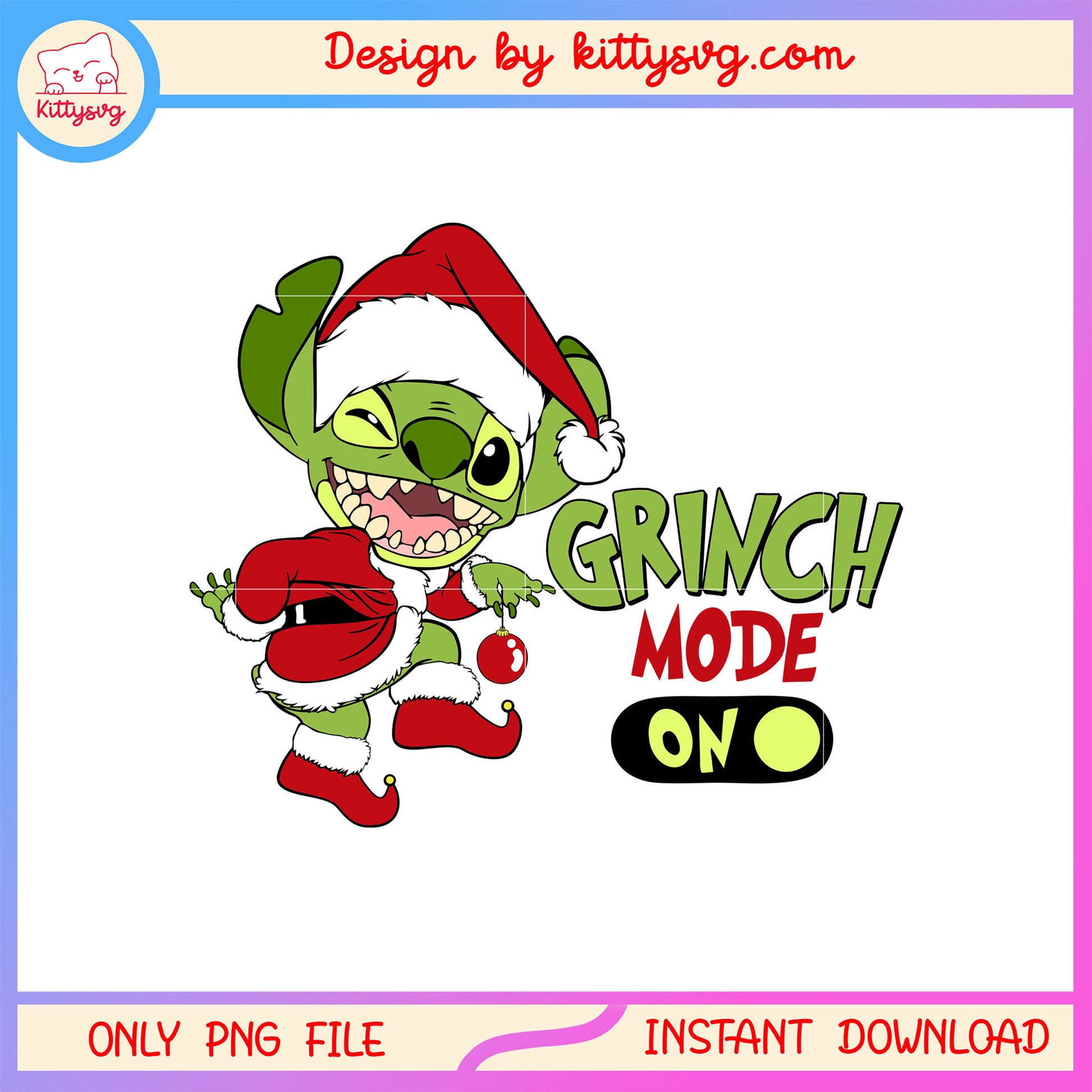 Green stitch grinch mode on christmas png, stitch christmas png 