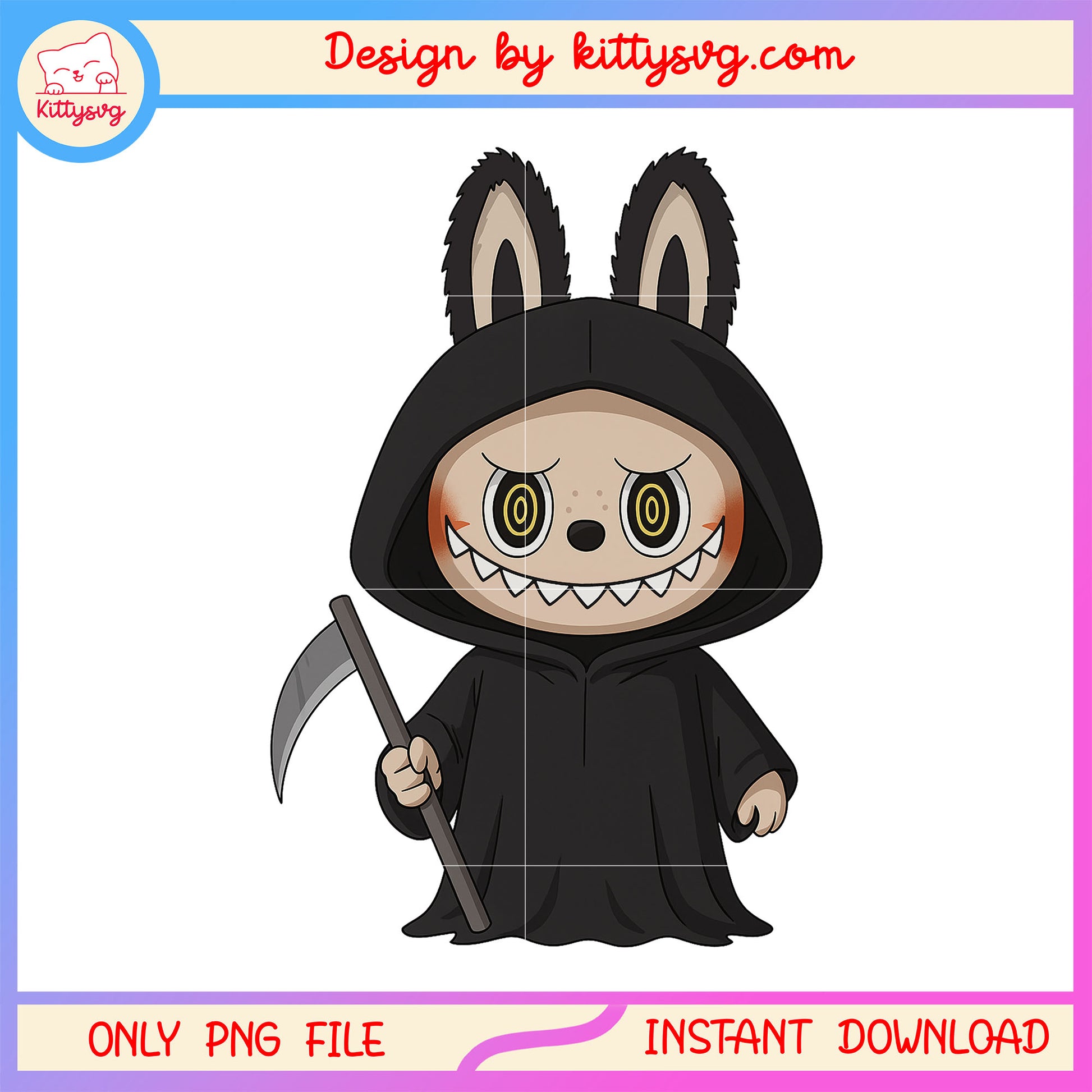Grim reaper labubu doll costume drawing design png, the death png