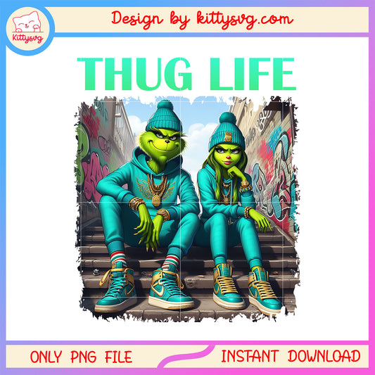 Grinch character with girl thug life png, the film the grinch png