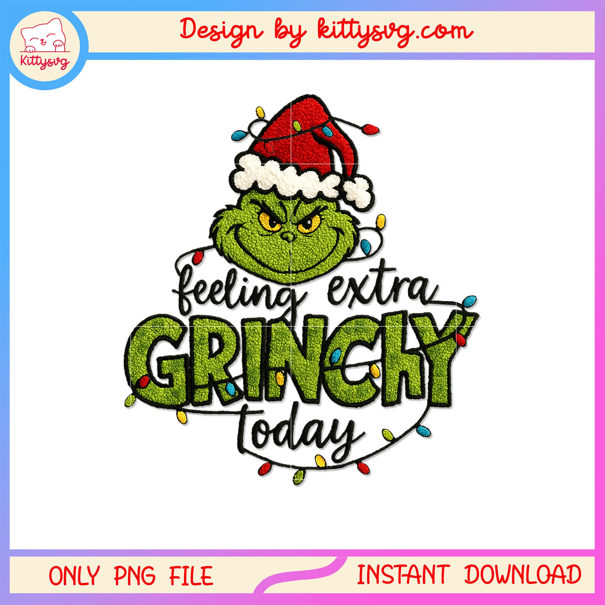 Grinch face feeling extra christmas quote patchwork png, x'mas png