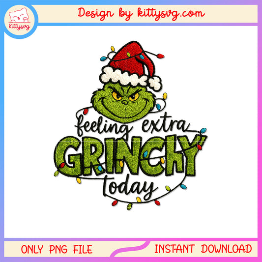 Grinch face feeling extra christmas quote patchwork png, x'mas png