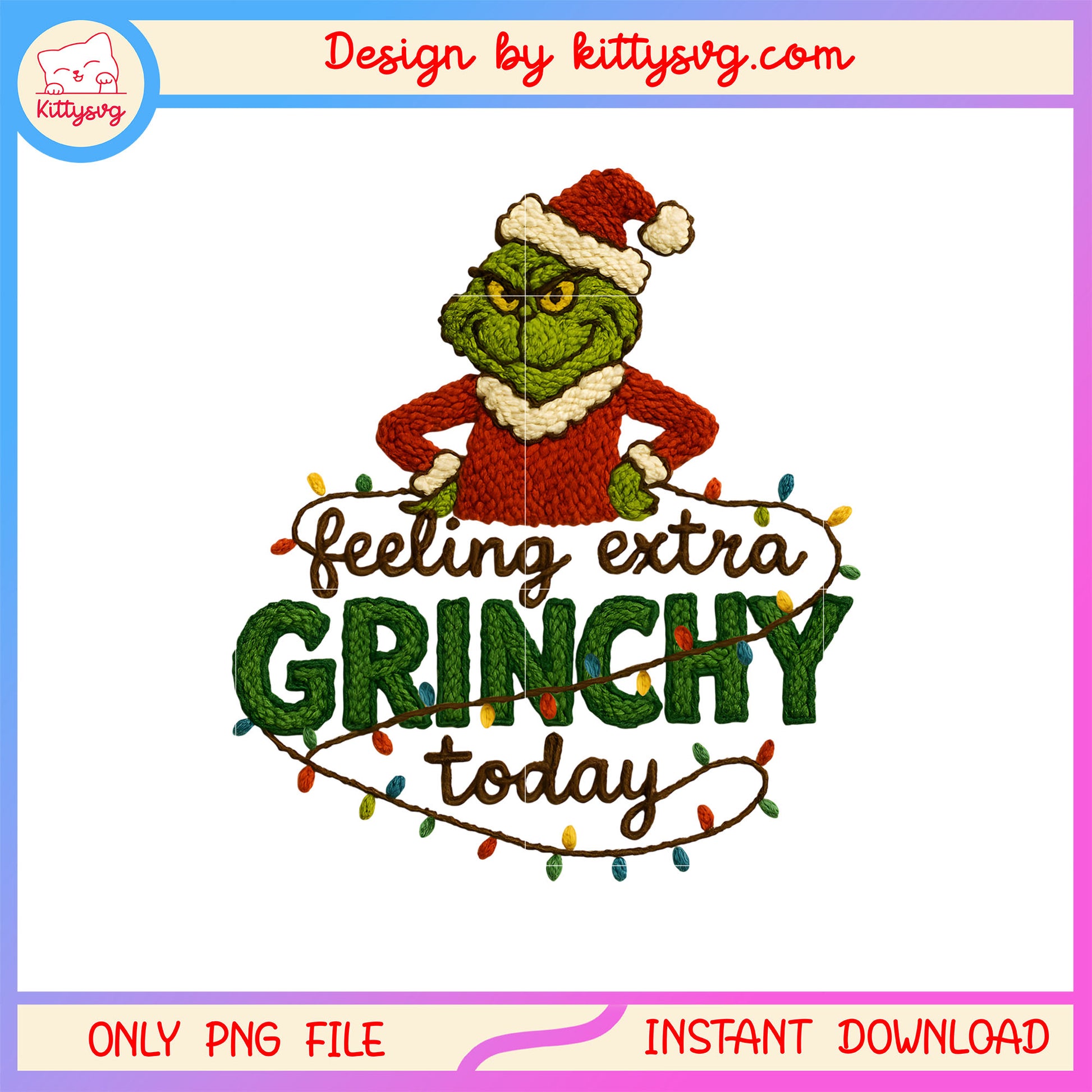 Grinch feeling extra christmas lights patchwork png, happy x'mas png