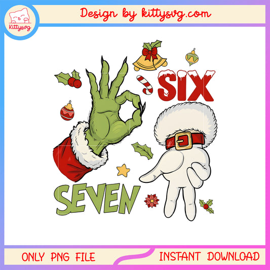 Grinch hand six seven 67 christmas style design png, christmas clipart png