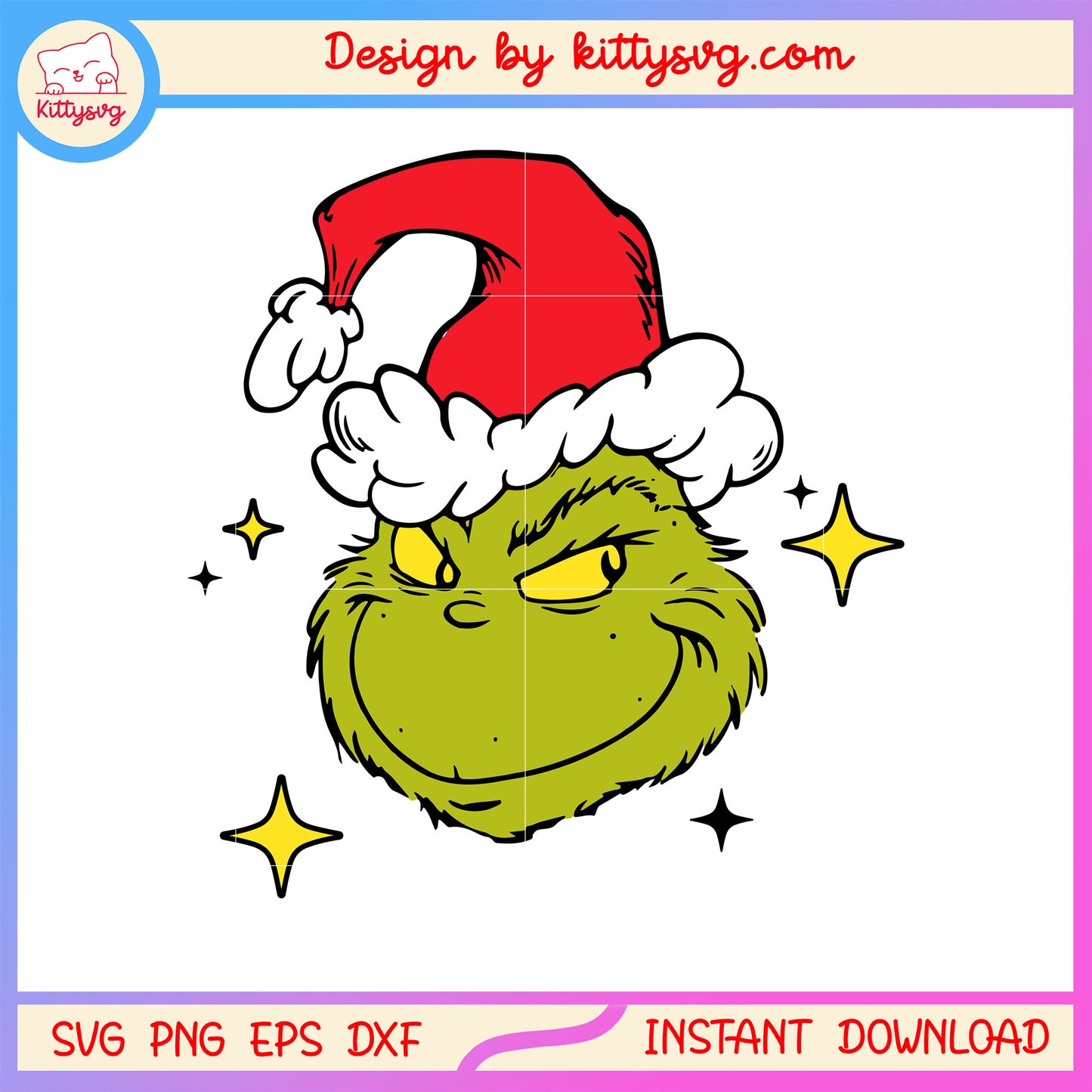 Grinch head wear santa hat christmas svg, grinch character svg