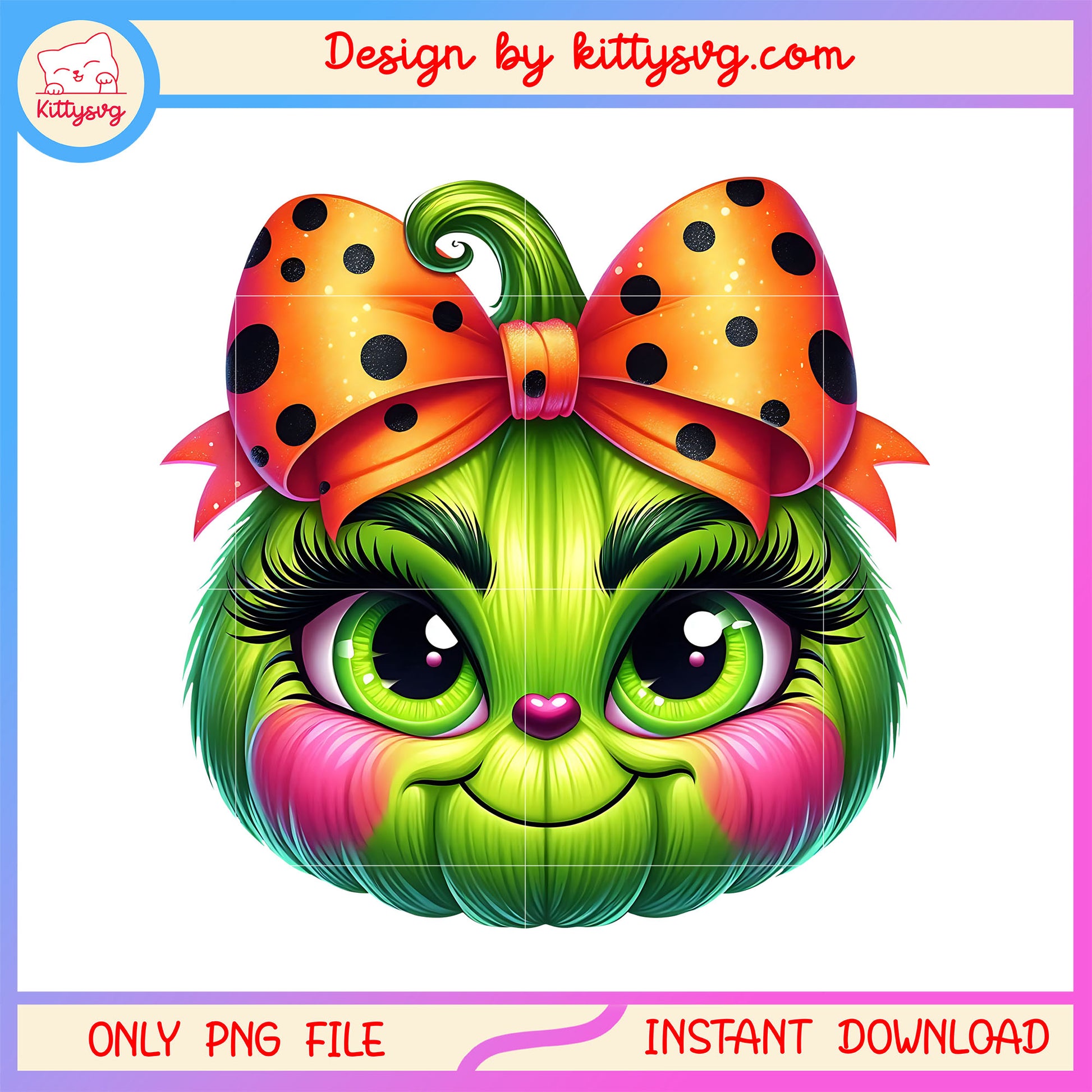 Grinch little baby pumpkin bow dot png, grinch costume png