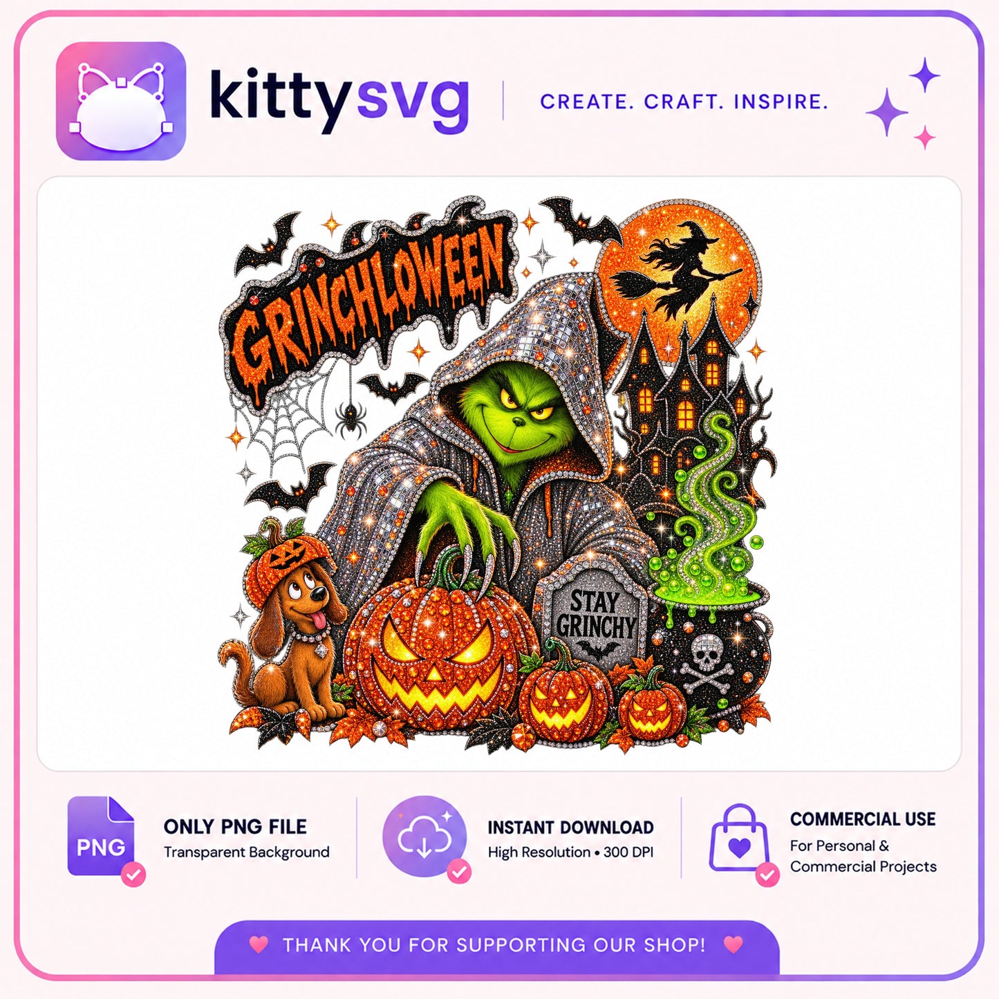 Grinchloween PNG, Grinch Halloween Sublimation, Stay Grinchy PNG