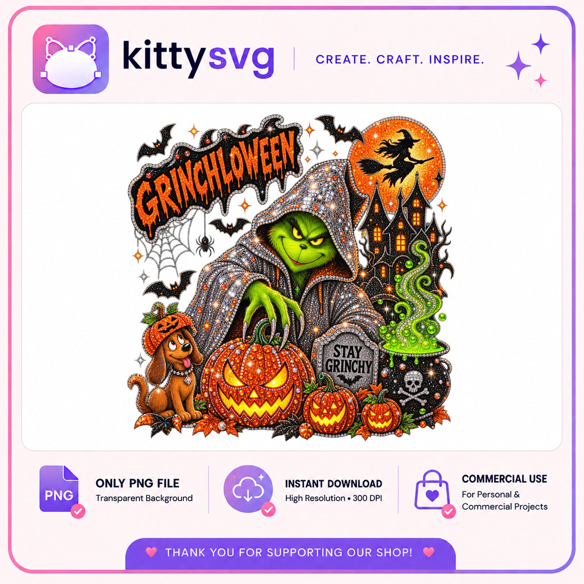 Grinchloween PNG, Grinch Halloween Sublimation, Stay Grinchy PNG