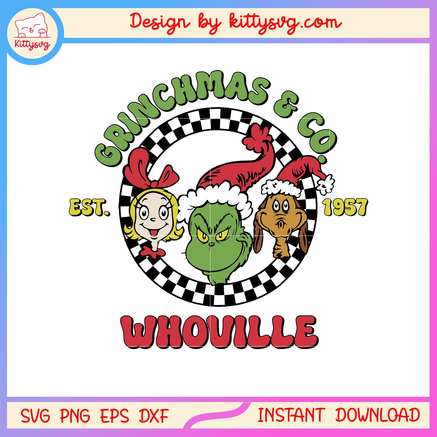 Grinchmas co whoville est 1957 grinch friends face svg, grinch svg