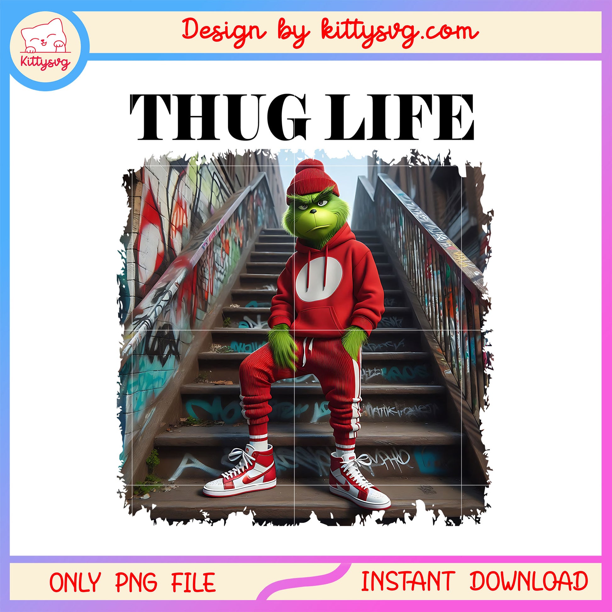 Grinch red clothes thug life hip hop png, the grinch movie​ png