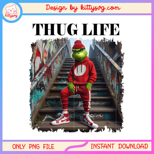 Grinch red clothes thug life hip hop png, the grinch movie​ png