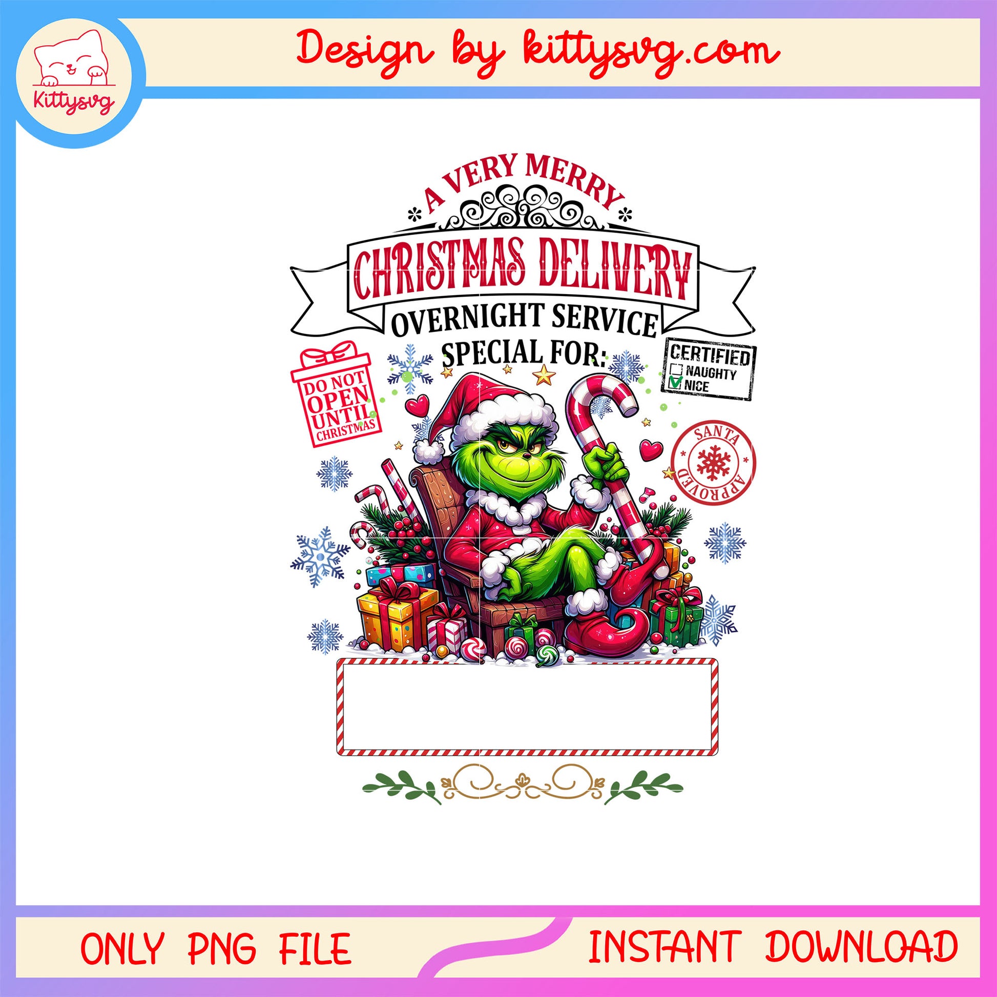 Grinch very merry christmas delivery png, grinch christmas png