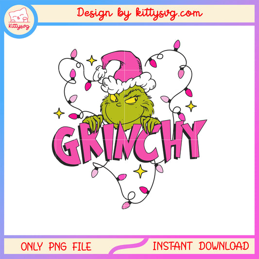 Grinchy face pink christmas light png, christmas grinch decorations png