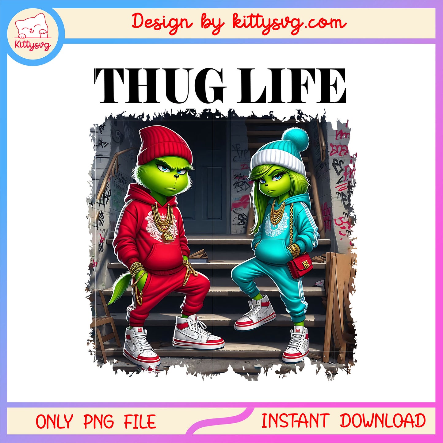 Grinch young red clothes thug life hip hop png, the grinch streaming png