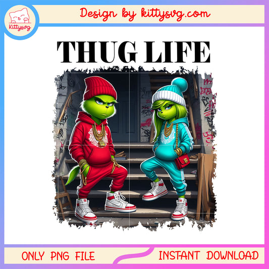 Grinch young red clothes thug life hip hop png, the grinch streaming png