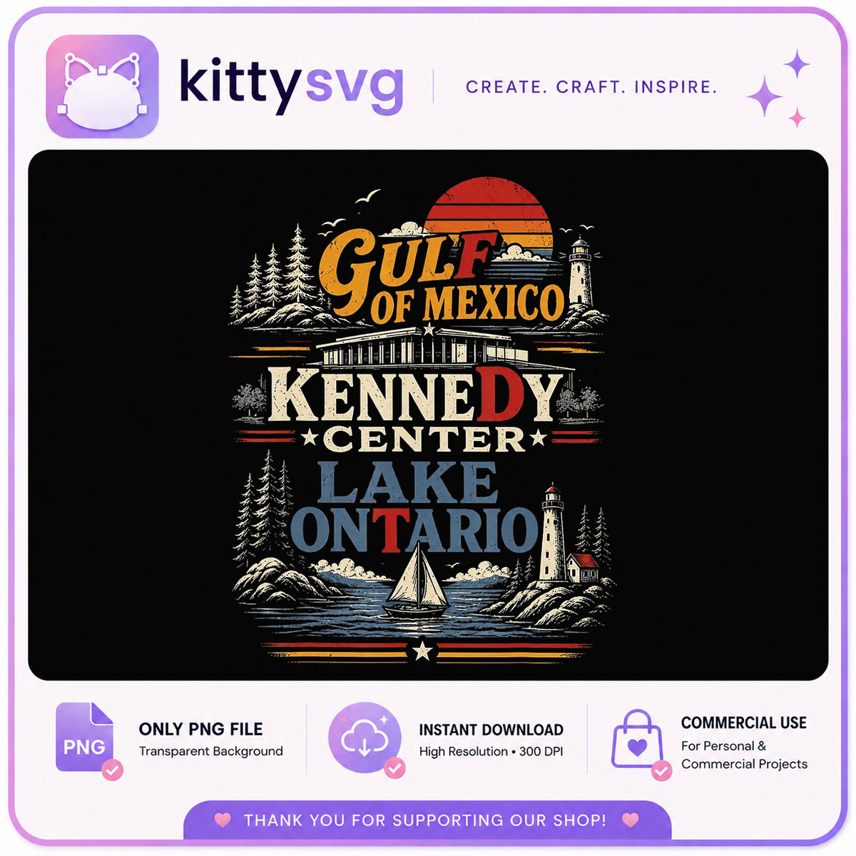 Gulf Of Mexico Kennedy Center Lake Ontario PNG, Retro PNG